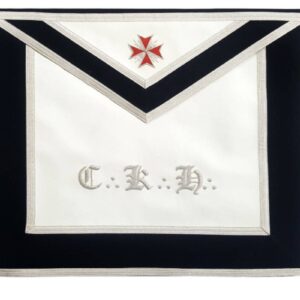 Tablier Maçonnique de Chevalier Kadosch 30e REAA  (Rite Ecossais Ancien et Accepté) - Croix pattée - C:.R:.D:. - Simili Cuir - Broderie machine - Taille 39*33 cm