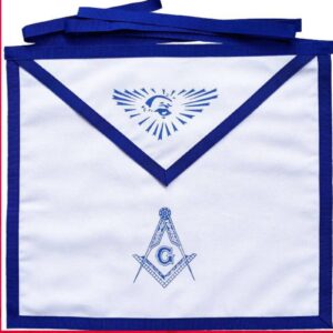 Tablier Maçonnique d'Apprenti - Compagnon RY (Rite d'York) - Simili Cuir - Broderie machine - Taille 39*33 cm
