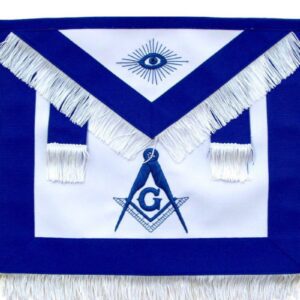 Tablier Maçonnique de Maître Maçon RY (rite d'York) - Franges - Simili Cuir - Broderie machine - Taille 39*33 cm