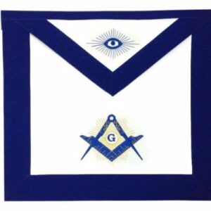 Tablier de Maître Maçon RY - Bleu foncé - Simili Cuir - Broderie machine - Taille 39*33 cm