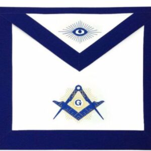 Tablier Maçonique de Maître RY - Equerre et Compas - G - Delta - Simili Cuir - Broderie machine - Taille 39*33 cm