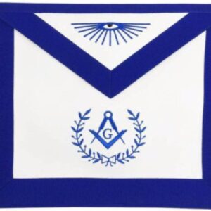 Tablier Maçonnique de Maître RY - Bleu Turquoise - Simili Cuir - Broderie machine - Taille 39*33 cm