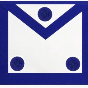 Tablier de Maître Maçon RY - 3 Rosasses - Bleu Turquoise - Simili Cuir - Broderie machine - Taille 39*33 cm