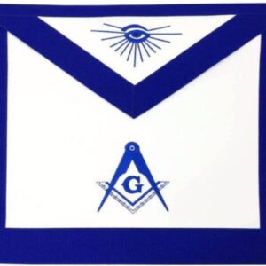 Tablier Maçonnique de Maître RY - Compas 45° - Equerre – Delta - Bleu Royal - Simili Cuir - Broderie machine - Taille 39*33 cm