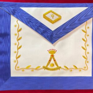 Tablier Maçonnique de GEPSM (Grand Elu Parfait Sublime Maçon) - 14e - REAA - Lacs - Compas - Equerre - Keter - Anneau - Broderie main - Haute qualité de finition - Broderie Main - Véritable Cuir - Taille 39*33 cm - Haute Qualité