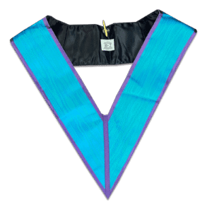 Sautoir d'Officier avec broderie RMM (Rite Memphis Misraim) – bleu avec Trait vertical foncé - Taille 51*2*11 cm (102*11 cm)
