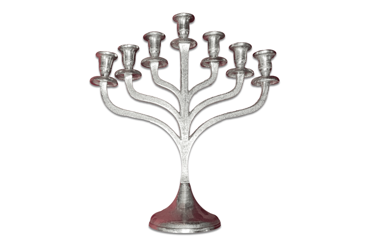 Kingke Menorah à 7 Branches Élégante Avec Croix - Chandelier Juif En Métal Doré/Argenté, Support Pour Temple Et Décoration