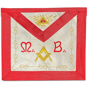 Tablier Maçonnique de Maître REAA - M:.B:. - Lacs d'amour - Compas Equerre - Delta Flamboyant - Véritable Cuir - Broderie Main – Taille 35*30 cm
