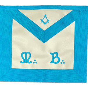 Tablier Maître RF (Rite Français) - M:.B:. - Equerre et compas - Véritable Cuir - Broderie Main - Taille 39*33 cm