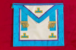 B J TABLIER MAITRE RMM TROIS TAUS DEUX PENDELOQUES DORéES LISERET BLEU FONCé 1