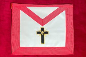 B J TABLIER 18TH REAA CROIX LATINE VERTE ROSE ROSE DORéE CENTRALE