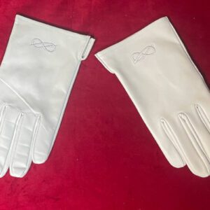 Gants Blancs Maçonniques en cuir - Lacs d'Amour - brodérie en relief - Qualité Supérieure