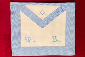 B J – TABLIER MAITRE RER MB COMPAS EQUERRE DOS BLEU POCHE GANT