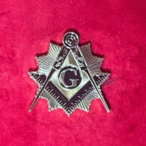 Médaille Maçonnique honorifique, Compas-Equerre-G- dorés sur fond coloré au choix, avec Etoile flamboyante dorée en alliage non-précieux