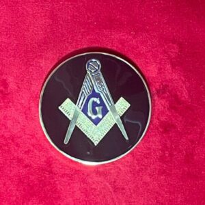 Médaille Maçonnique honorifique, avec Equerre-Compas G dorés, fond couleur bleu, blanc, noir