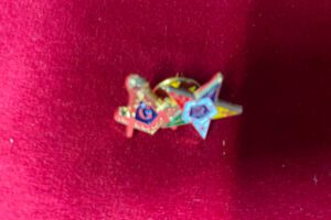 B J – PINS MAçONNIQUE DOUBLE IMAGE EQUERRE COMPAS G FOND BLEU ETOILE 5POINTES–2,5×1,5CM 1