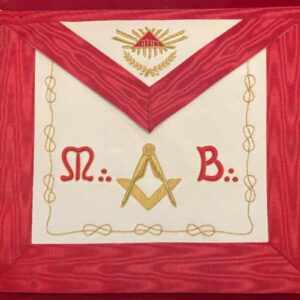 Tablier Maçonnique de Maître Maçon REAA - M:.B:. - Equerre et Compas - Lacs - Acacia - Delta Flamboyant avec Nom Ineffable