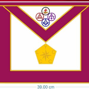 Tablier Maître RdY (Rite de York) personnalisé - SCRYF, avec Rose de Sable et Pentagone inscriptions Y L C C C - Brodé - taille 39*33 cm